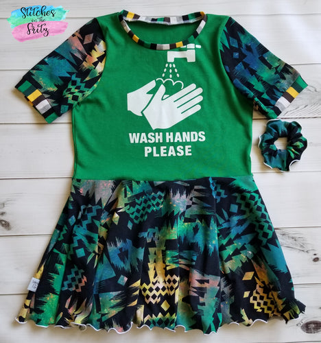 Size 14 Upcycled Tunic Wash Your Hands and Scrunchie