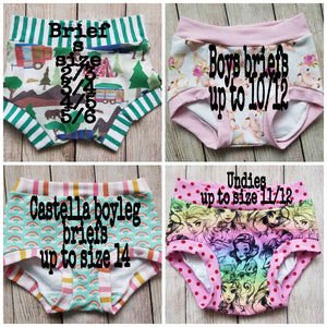 Custom order for Underwear Up to Size 7/8