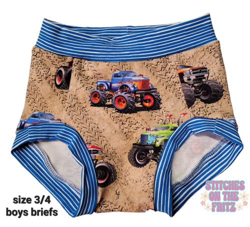 Size 3/4 Boys Briefs Trucks