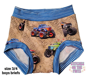 Size 3/4 Boys Briefs Trucks