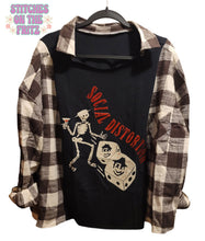 Load image into Gallery viewer, Woman's Upcycled Flannel Tee Social Distortion  up to XL