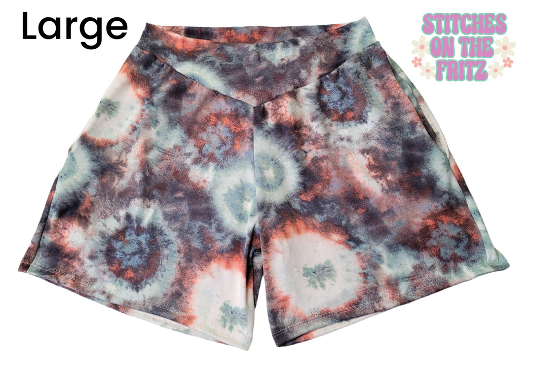 Women's Size Large Willow Shorts with Pockets  Tie Dye