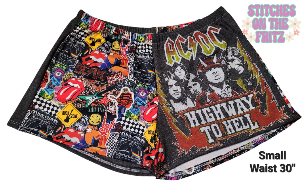 Size Small Adult Unisex Knit Baylor Shorts Upcycled Rock Bands