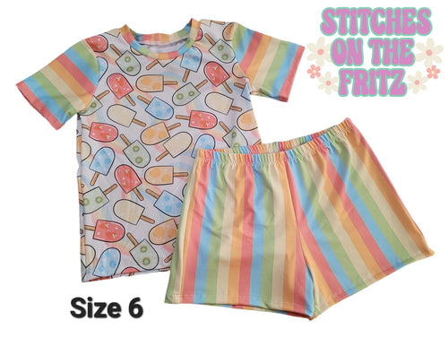 Size 6 Northern Lights Shorts and Tee Summer Popsicles