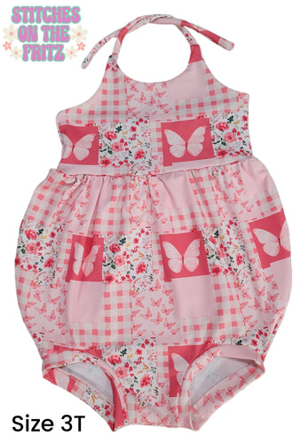 Size 3T Brielle Halter Bubble Romper Butterfly Floral