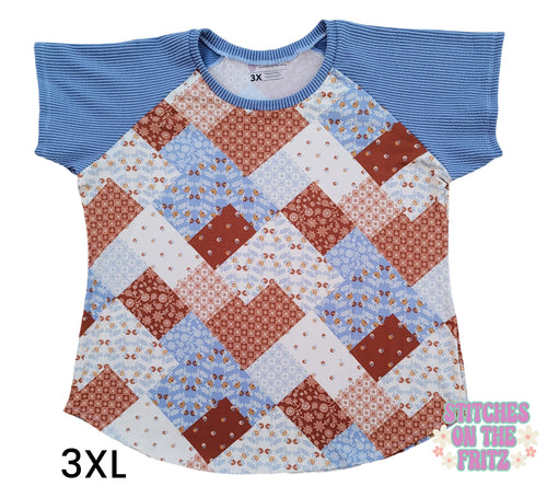 Women's 3XL Essential Raglan Boho Patchwork