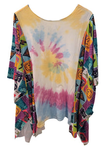One Size Closed Upcycled Poncho Shorter Sleeves Top Rolling Stones