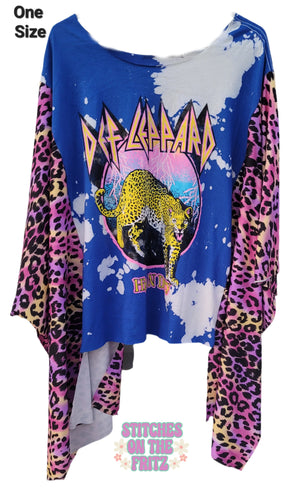 ONE Size Upcycle Poncho Top Def Leppard