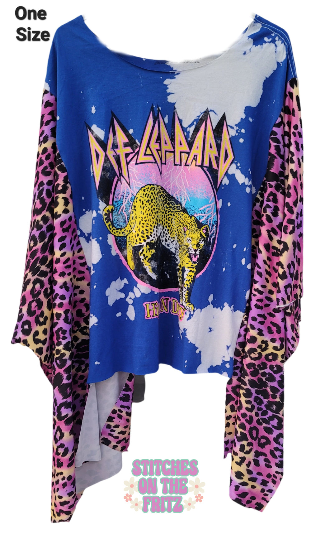 ONE Size Upcycle Poncho Top Def Leppard