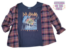 Load image into Gallery viewer, Woman's Upcycled Flannel Tee Def Leppard up to 2xl