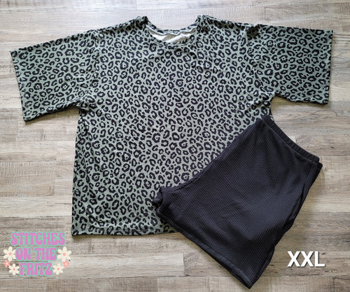 Women's XXL Comfy Set Green Cheetah