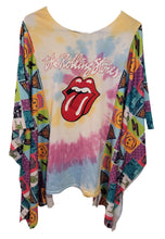 Load image into Gallery viewer, One Size Closed Upcycled Poncho Shorter Sleeves Top Rolling Stones