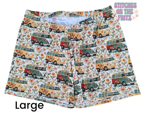 Women's Large Tranquil Lounge Shorts Hippy Bus