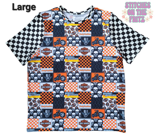 Size Large Unisex Straight Fit Tee Motorcycle