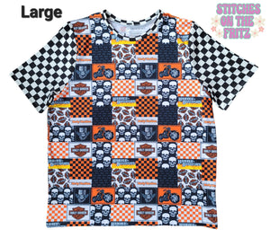 Size Large Unisex Straight Fit Tee Motorcycle