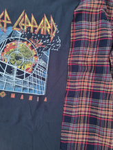 Load image into Gallery viewer, Woman's Upcycled Flannel Tee Def Leppard up to 2xl