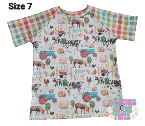 Size 7 Grand Slam Tee Farm Animals